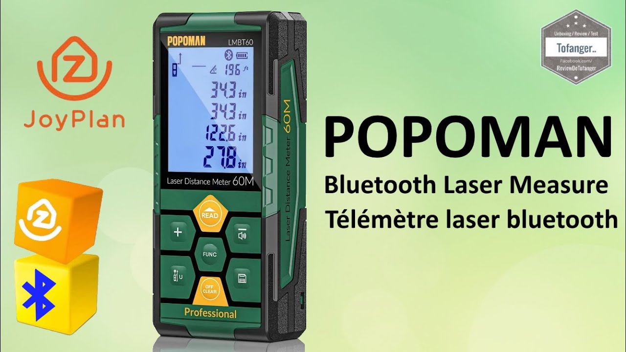 Лазерный дальномер Popoman Bluetooth 60 метров - Popoman LMBT60 - Приложение JOYPLAN - USB Type C