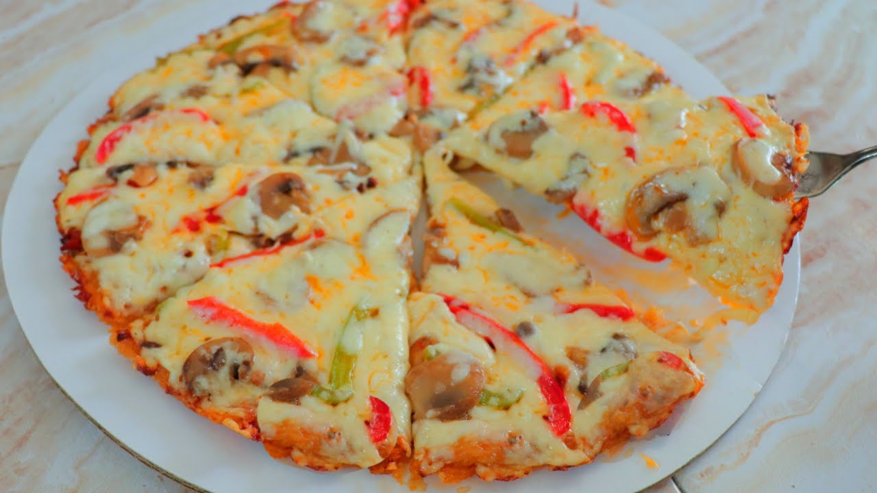 PIZZA SIN HARINA AL SARTÉN|SIN HORNO|MUY RÁPIDA Y DELICIOSA