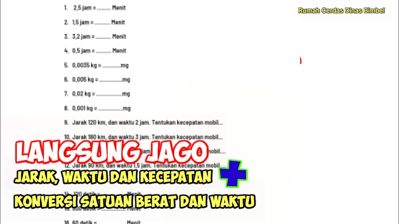 KONVERSI SATUAN BERAT, KONVERSI SATUAN WAKTU, JARAK WAKTU DAN KECEPATAN