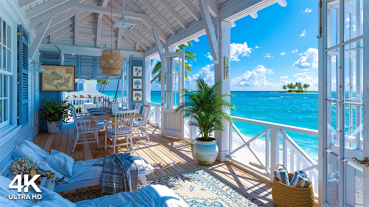 Fresh Morning Ambience by the Sea 🌊 Happy Summer Bossa Nova Jazz & Ocean Sounds for Work, Relaxation