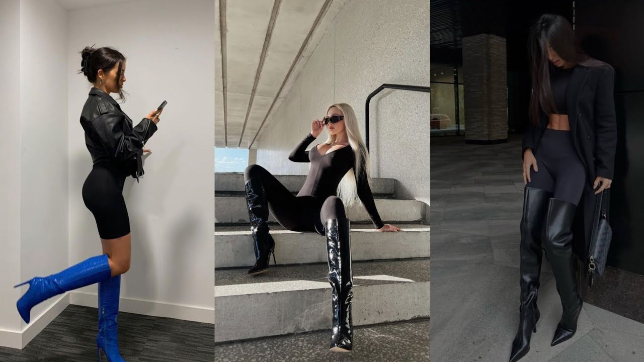 “Luxury Black Leather Long High Heel Boots – Bold, Elegant Knee-High Style for Confident Fashion”