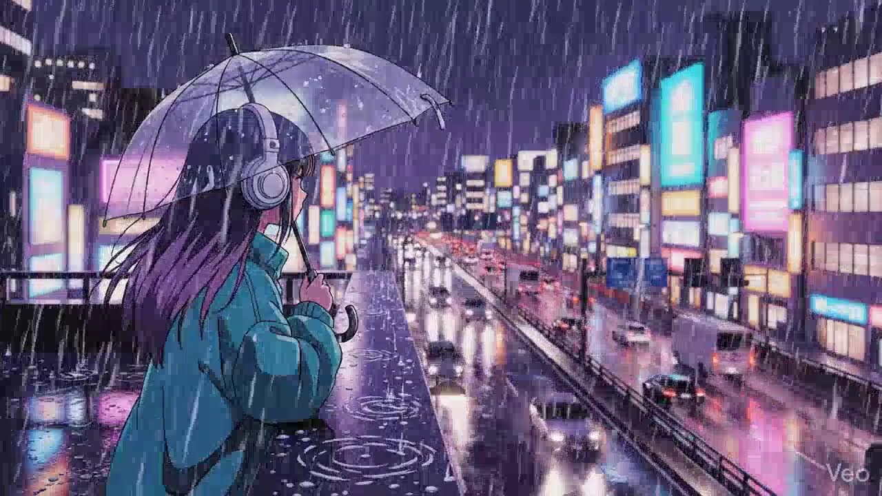 Calm Rainy Night 🌧️ Lofi Chillhop in Japanese Neon City