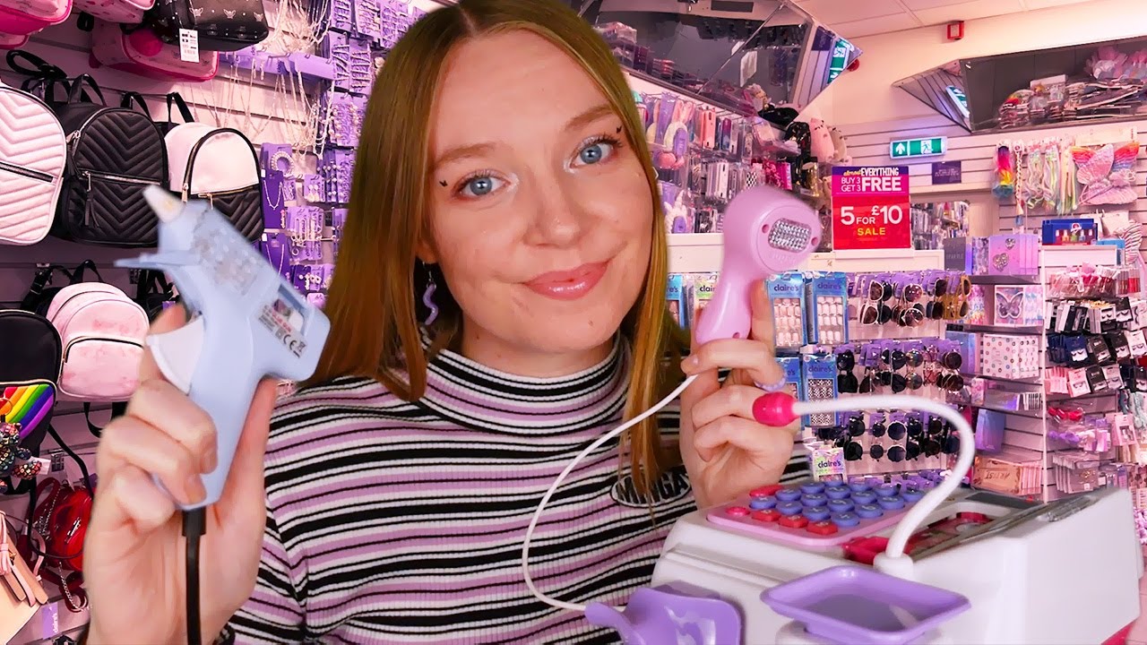 ASMR Claire’s Checkout + Ear Piercing RP (Whispered)