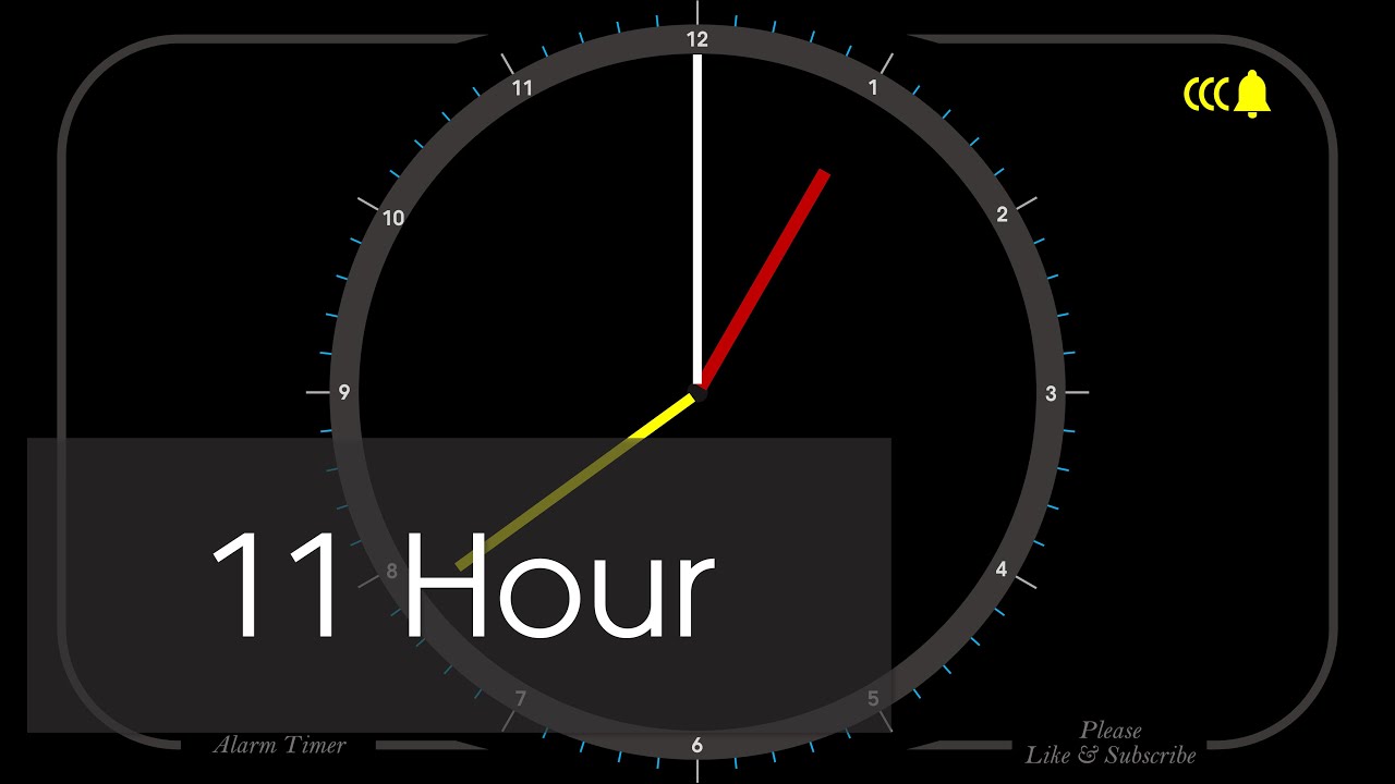 11 Hour - Analog Clock Timer & Alarm - 1080p - Countdown