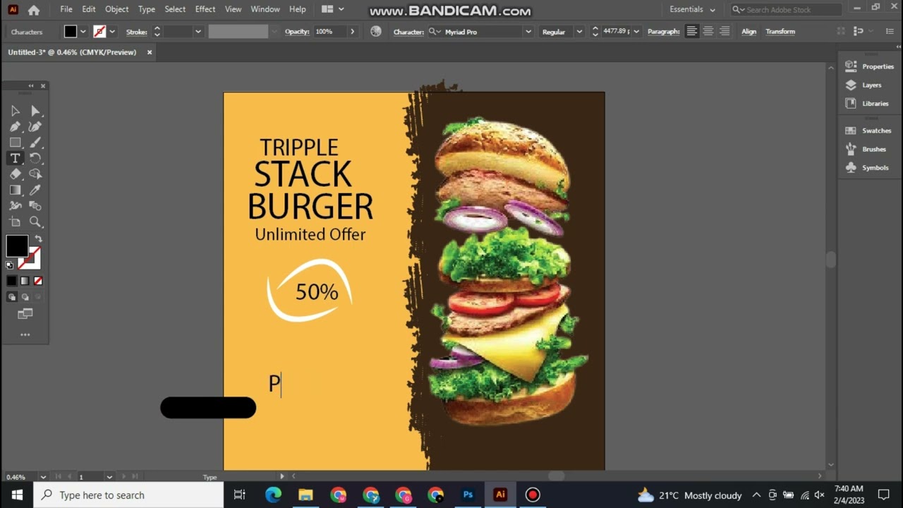 fast food social media post design || Misbah graphics || illustrator tutorial