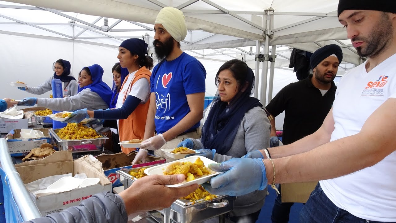 Free Indian Street Food: Puria and Potato Subzi - Langar at Vaisakhi 2017, Trafalgar Square, London.