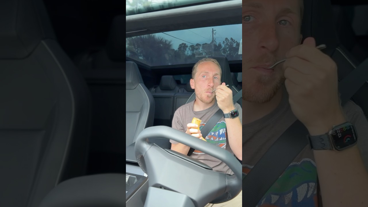 Cybertruck FSD allows me to eat a banana with two hands