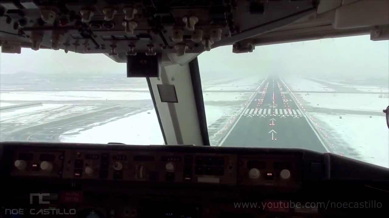 Aterrizando en Nueva York Nevando en Boeing 767 de Aeromexico