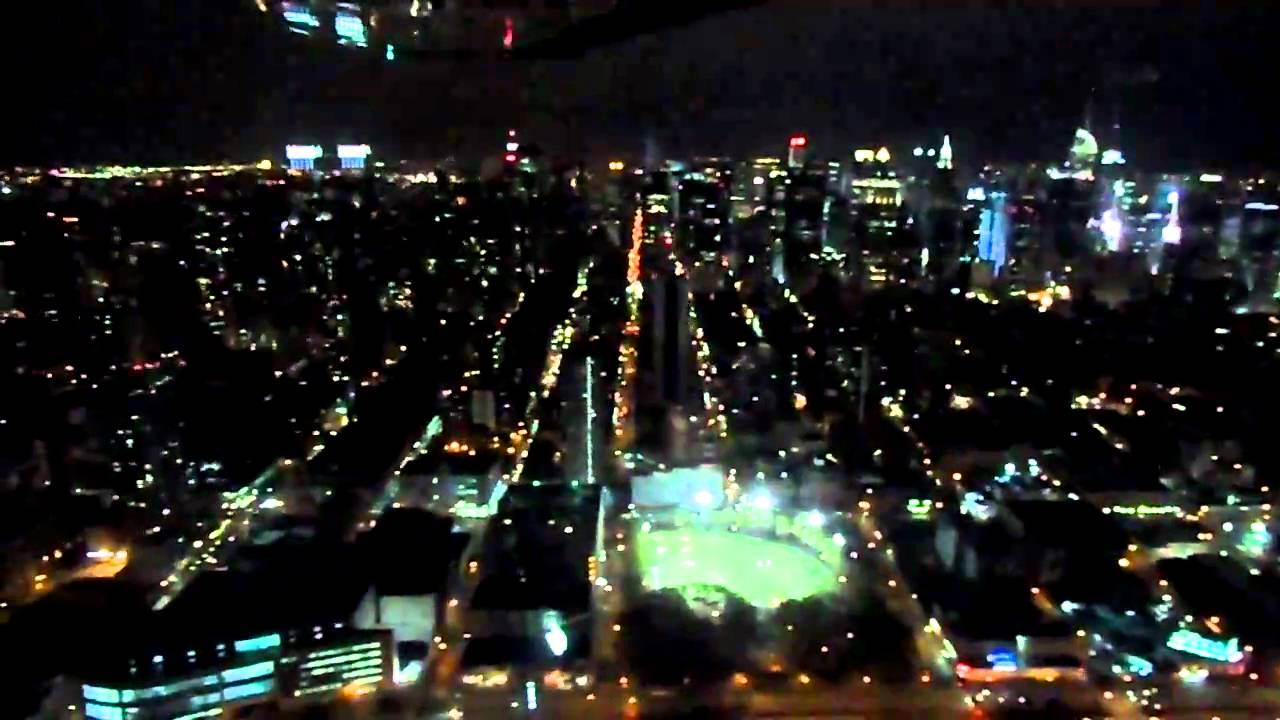 Night Flight over Hudson River, Manhattan NYC in small plane