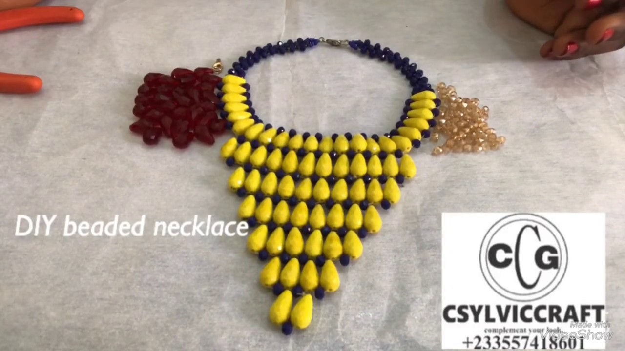 Princess 👸 Bead necklace tutorial/ diy beaded jewelry/ tear drop necklace tutorial