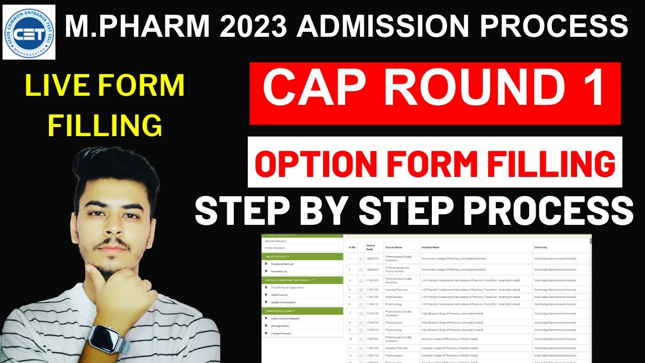 M.Pharm Cap Round 1 Option Form Filling 2023 | How to Fill M Pharm Cap Round 1 Option form