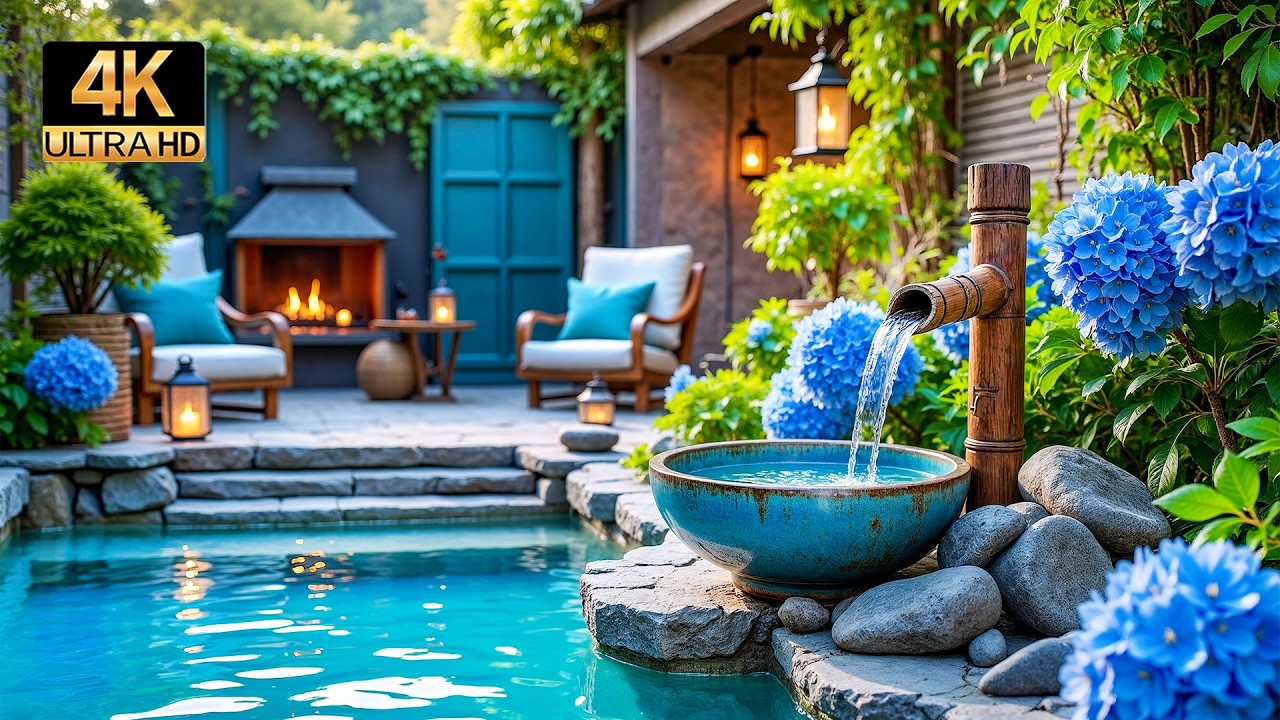 Gentle Piano & Bamboo Water Garden 🌿 Soothing Nature Ambience for Meditation & Calm Focus | NO ADS