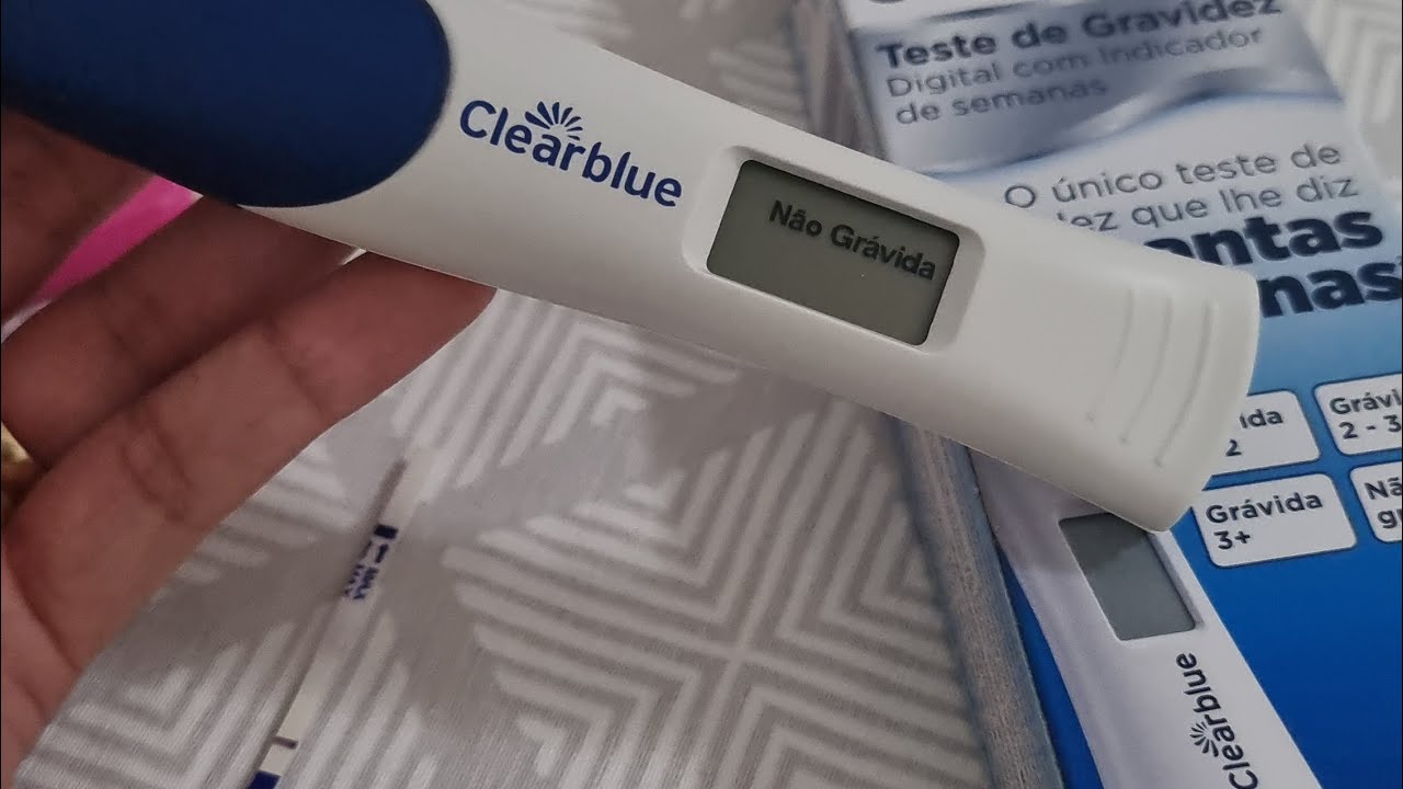 abrindo teste de gravidez clearblue, as fitas de dentro deu positivo e no viso deu 