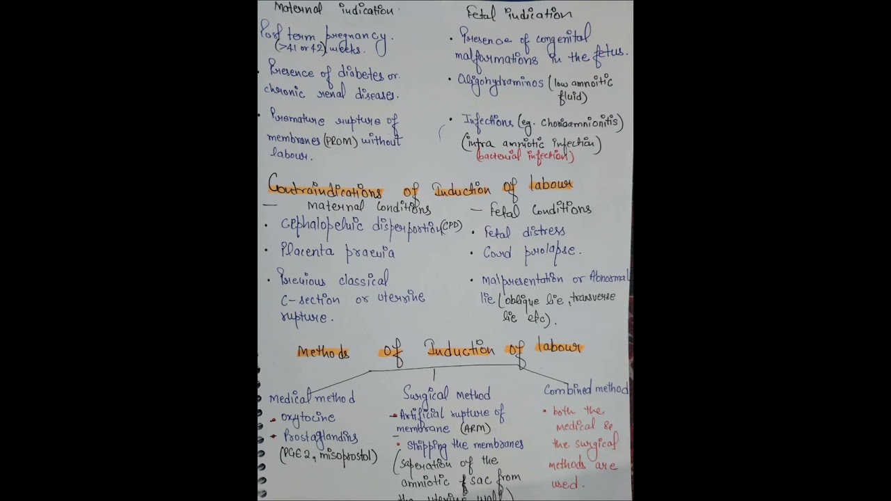 MIDWIFERY INDUCTION OF LABOUR #gnm3rdyear #labour #gynecology #notes #viral 