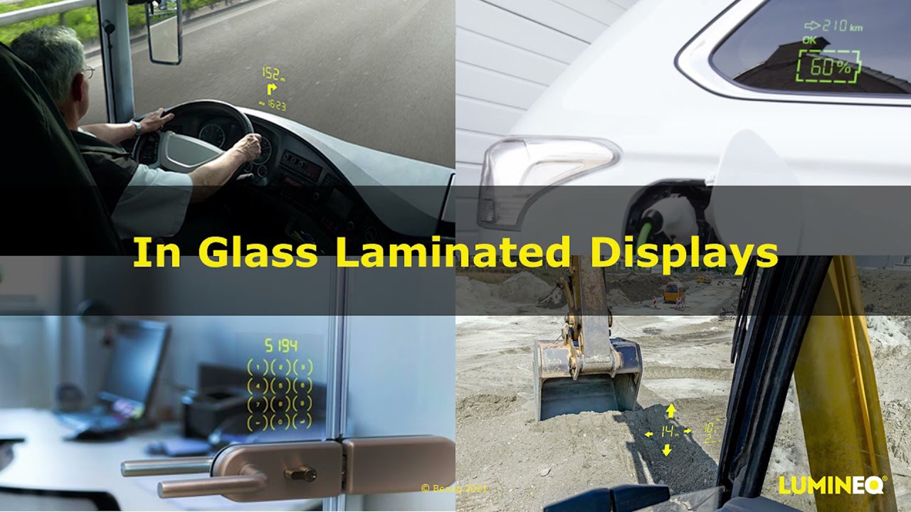 How are LUMINEQ transparent displays laminated in glass? In-glass displays for safety and better UX.
