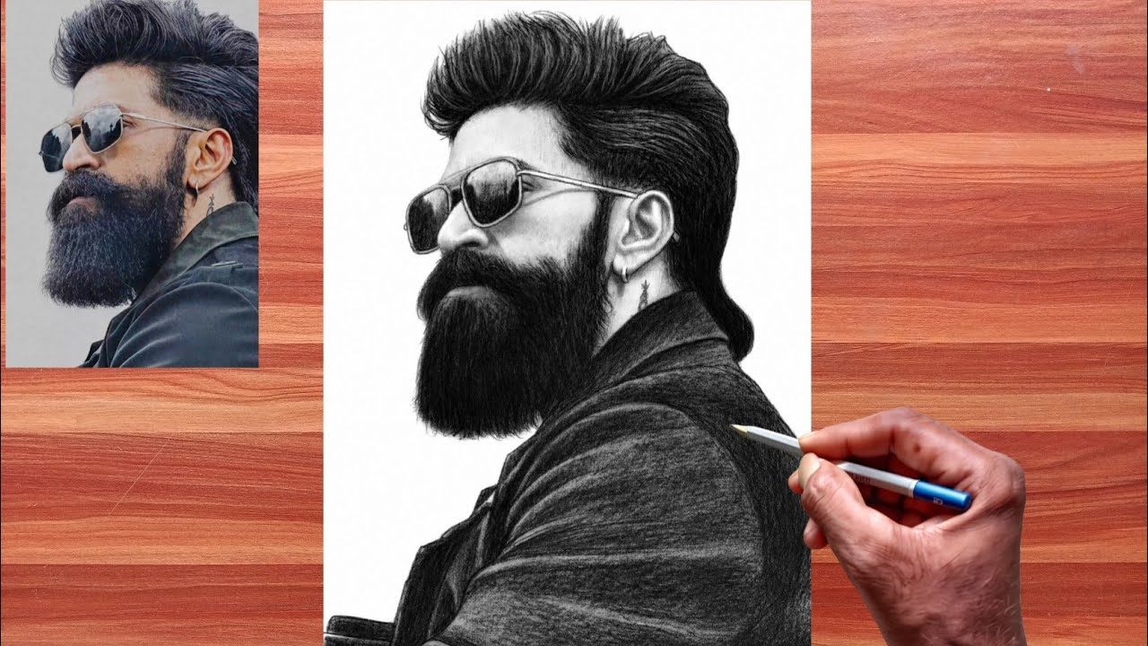 How to draw Rocking Star Yash/ Toxic Movie Raya pencil drawing/step by step