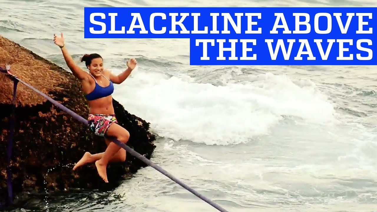 Slackline Tricks over the Waves | People are Awesome