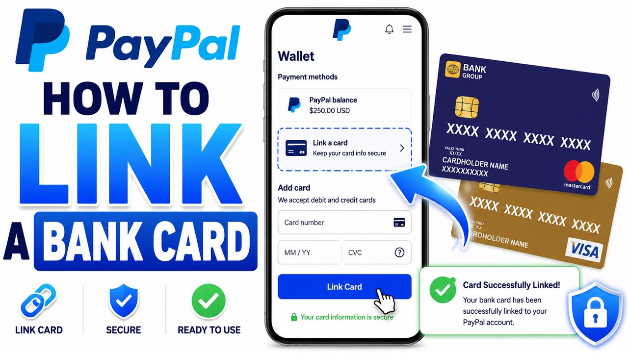How to link a Bank Card to your PayPal account / How to link a Debit Card or Credit Card to PayPal