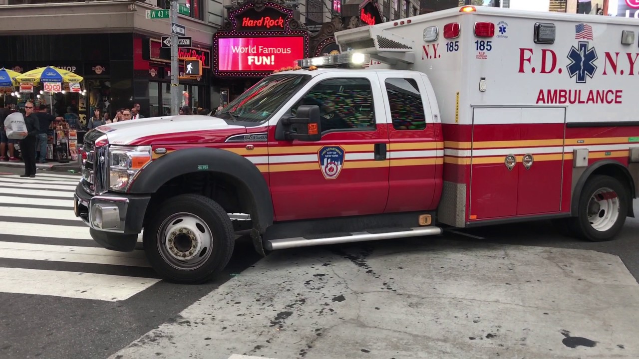 CAN YOU STOP WALKING? - FDNY EMS AMBULANCE, USES PA SYSTEM TO GET THROUGH TRAFFIC, WHILE RESPONDING.