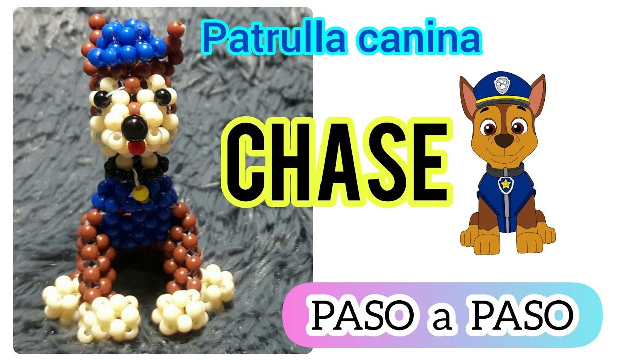 Como hacer a Chase (patrulla canina) para llavero. utilizando perlas o cuentas