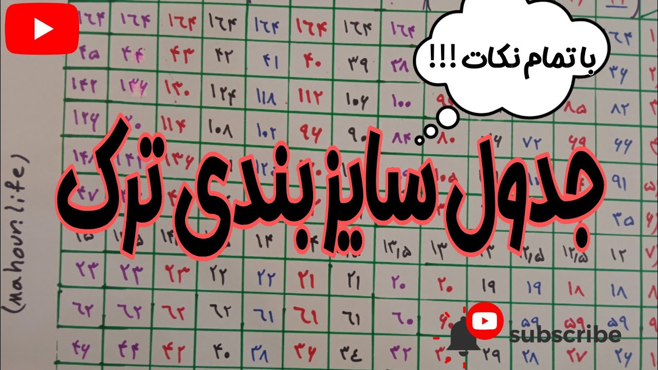 😍تمام نکات کلیدی و کاربردی 🤩برای استفاده از جدول سایز بندی ترک