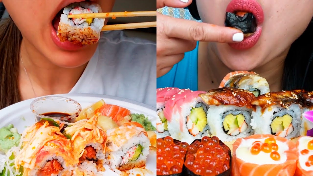 ASMR TOO MUCH SUSHI ROLL SASHIMI eating | MUKBANG COMPILATION