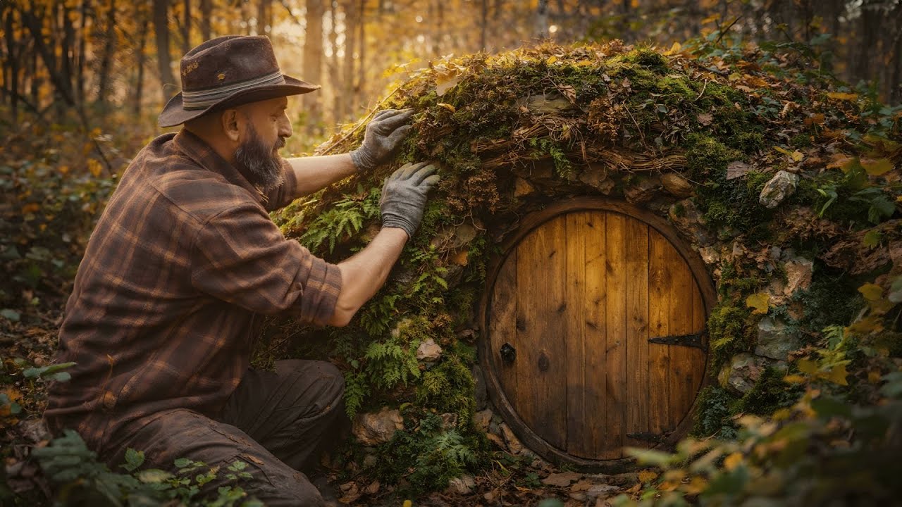 Building a SECRET Hobbit House with ONLY Natural Materials | Bushcraft Shelter (Part 1)
