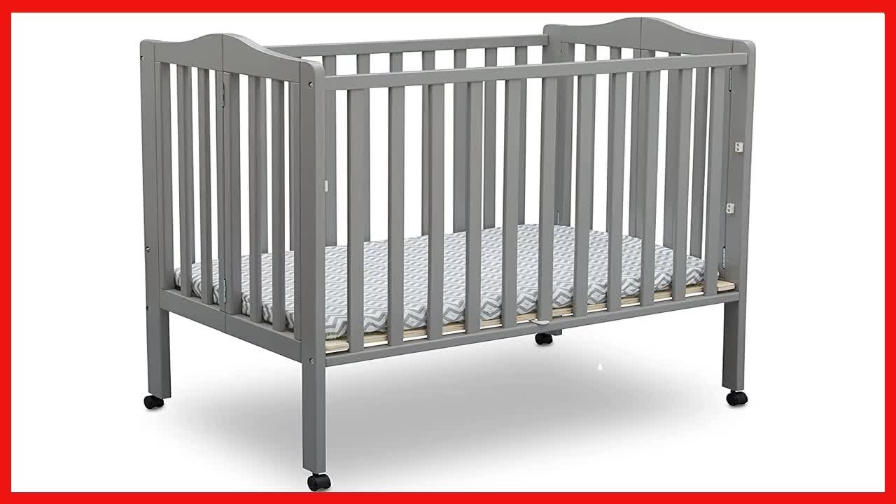 Delta Children Folding Portable Mini Baby Crib with 1.5-inch Mattress - Greenguard Gold Certified