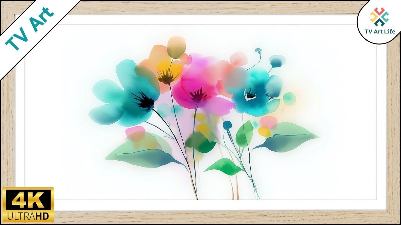Pastel Watercolor Flowers | Soft Floral Screensaver | Frame TV Art | Minimal Decor | 4Hrs 4K