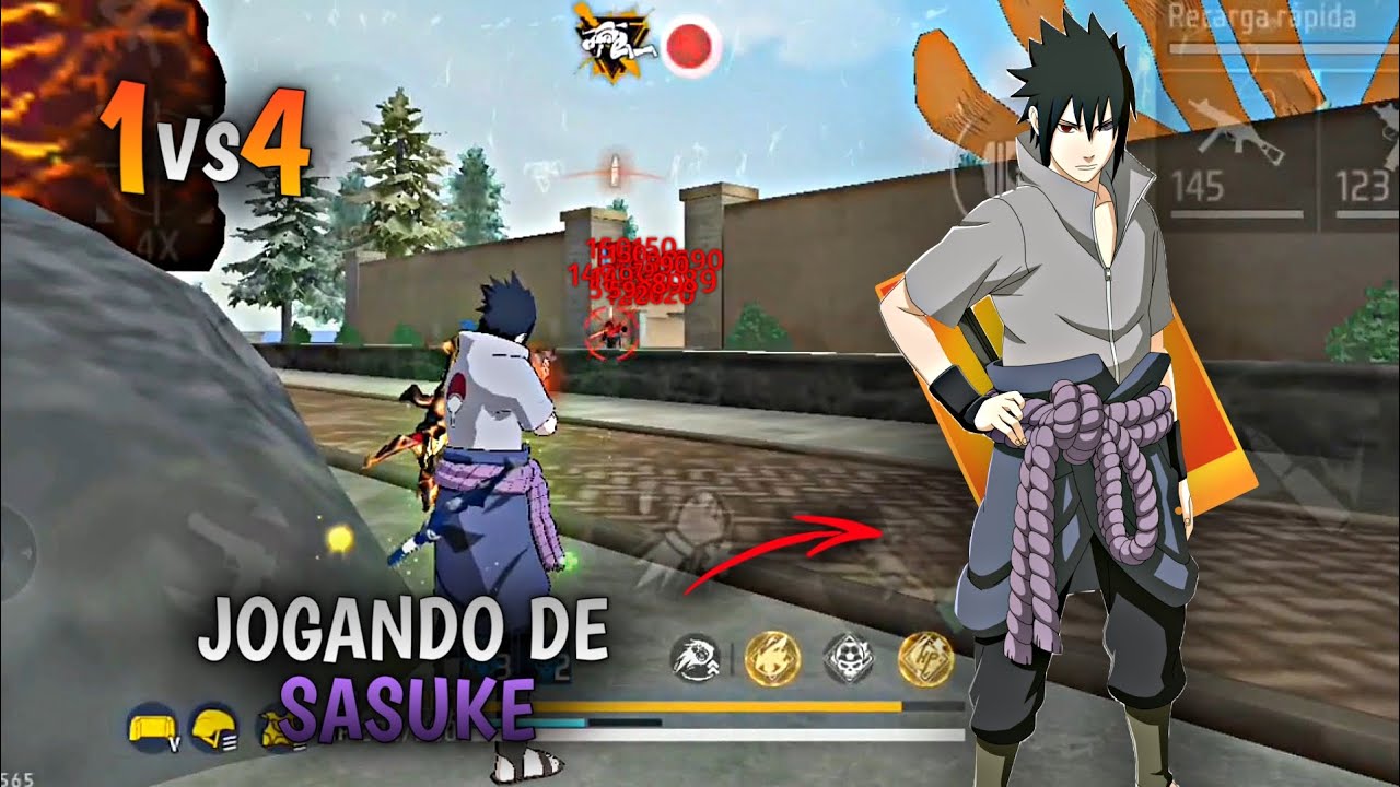 JOGUEI DE SASUKE NO SOLO VS SQUAD SERÁ QUE DEU BOM?? RANQUEADA SOLO VS SQUAD FREE FIRE!!