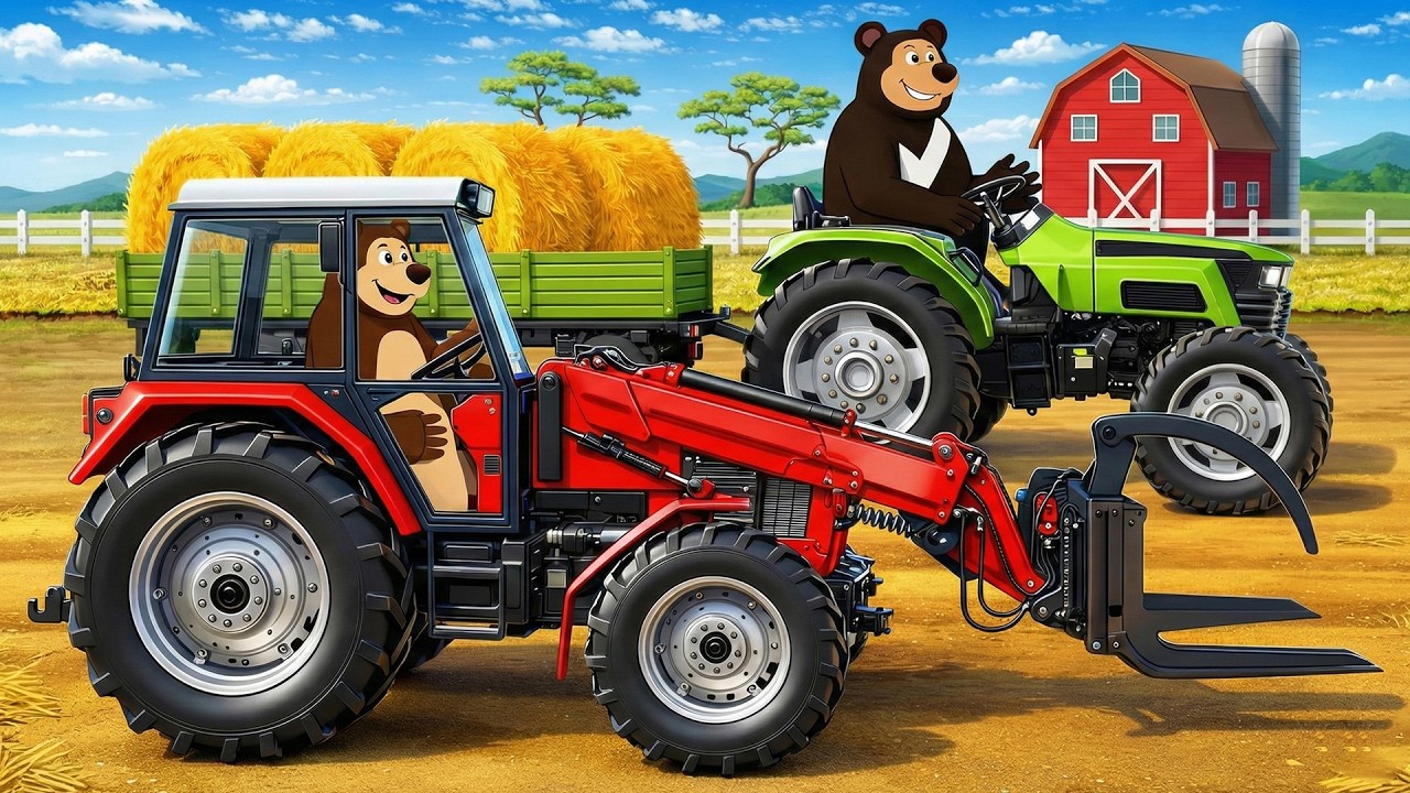 Farm Work Day 🌾🚜 | Hay Harvest & Transport Process | Real Farm Animation