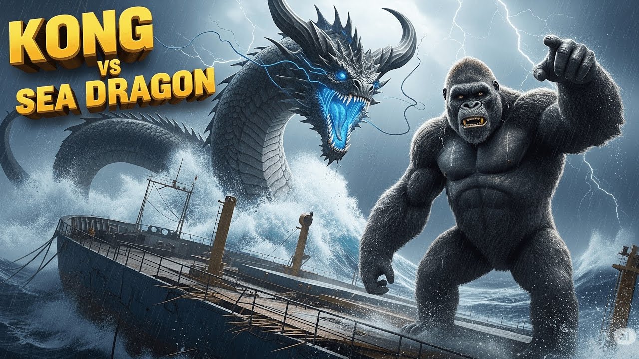 KING KONG TAKES ON THE MASSIVE SEA DRAGON IN EPIC OCEAN BATTLE