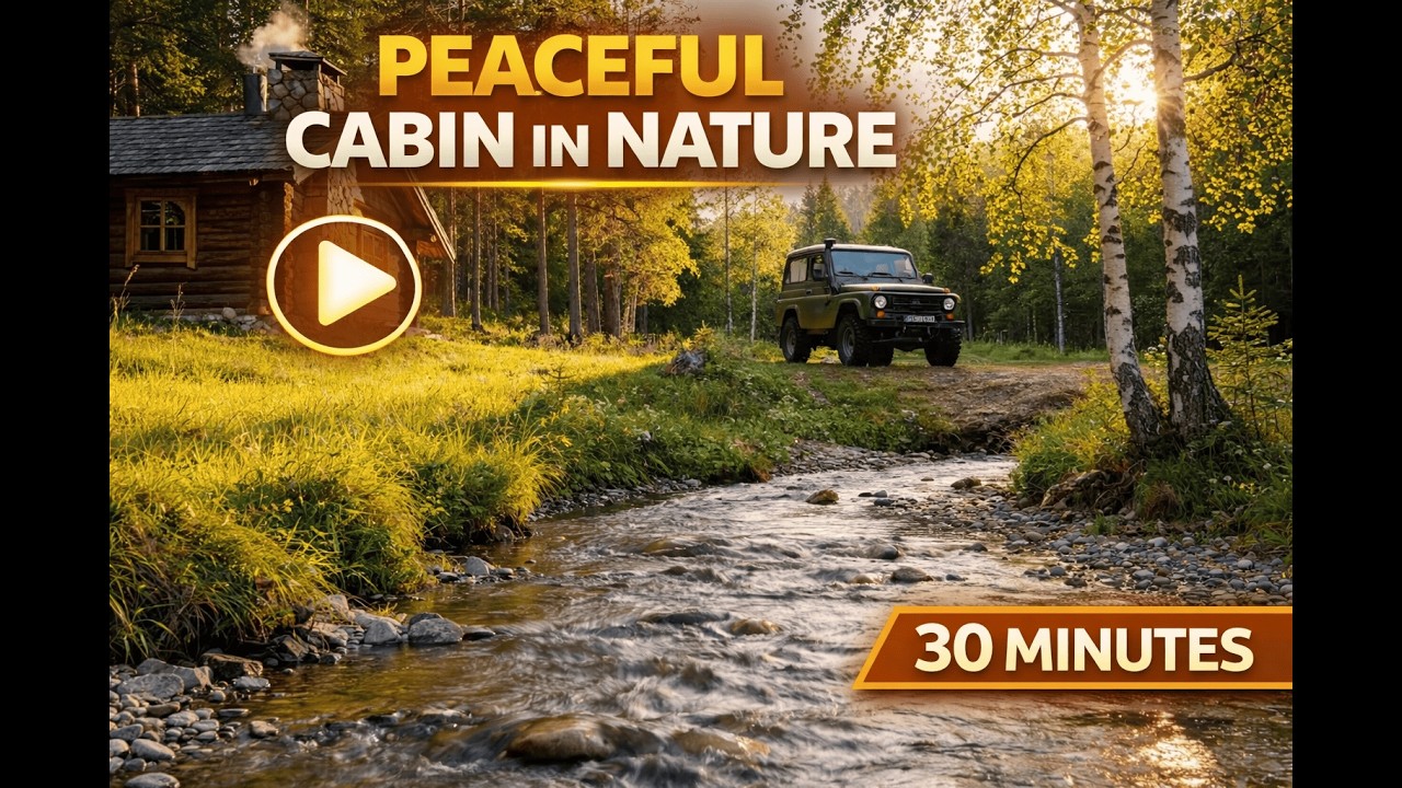 Peaceful Forest Cabin by the Stream | Relaxing Nature Sounds – 30 Minutes