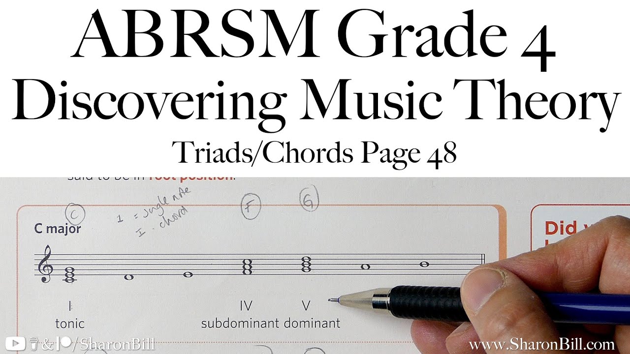 ABRSM «Открытие музыкальной теории» 4 класс, трезвучия/аккорды, страница 48 с Шэрон Билл