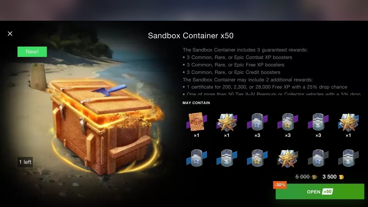 Opening 50 Sandbox Container WoT Blitz
