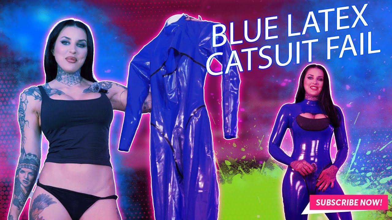Blue Latex Catsuit Fail [4K] Mika Katana
