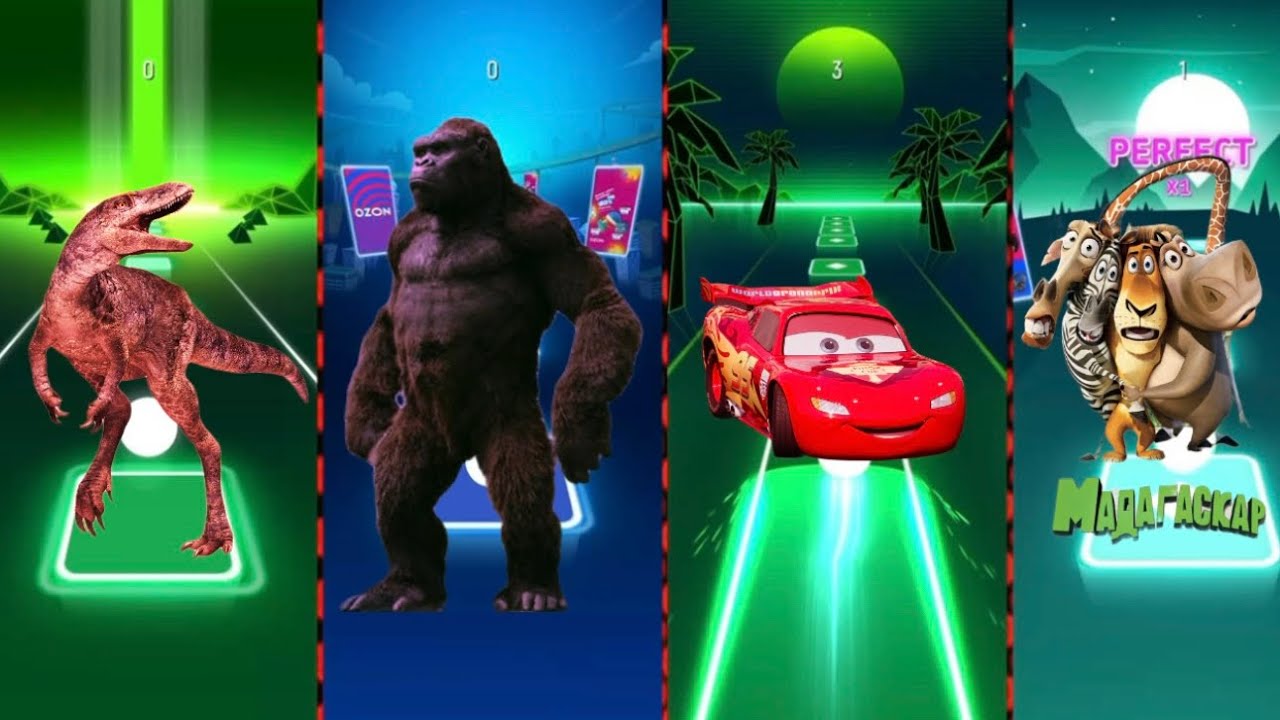 Dinosours🦖 KingKong🦍 Mcqueen⚡️Madagascar🦁#tileshop #kingkong #mcqueen #madagascar #vs #video 