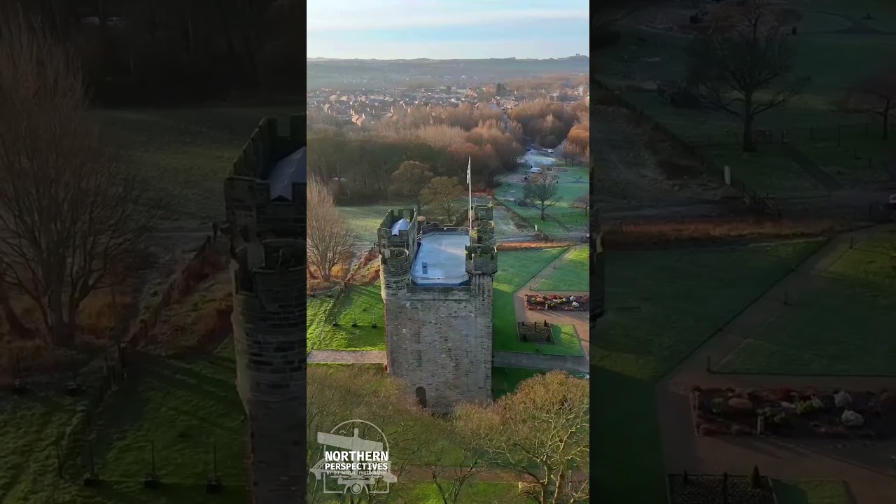 Hylton Castle in Winter Sunshine - Aerial Fly Around Sunderland’s Medieval Gatehouse-Tower