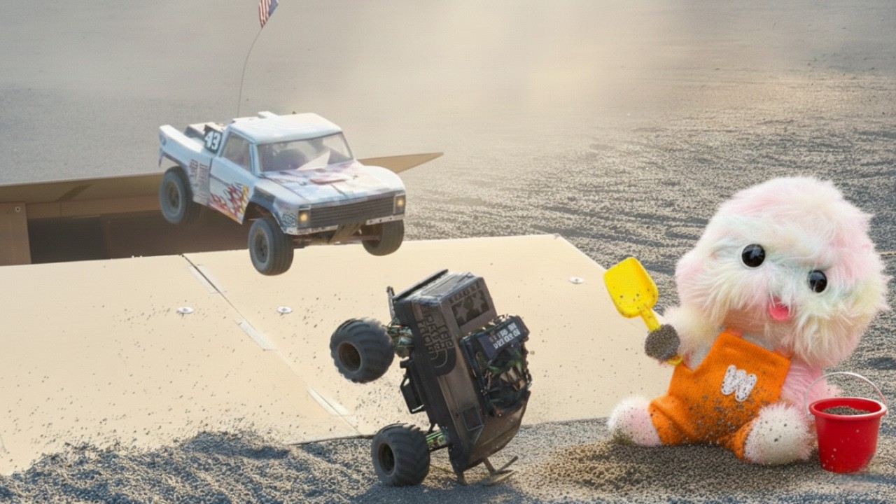 【フラットダート爆走🚐💨】タミヤランチボックス、砂地でもやっぱりわちゃわちゃ発動～🔥