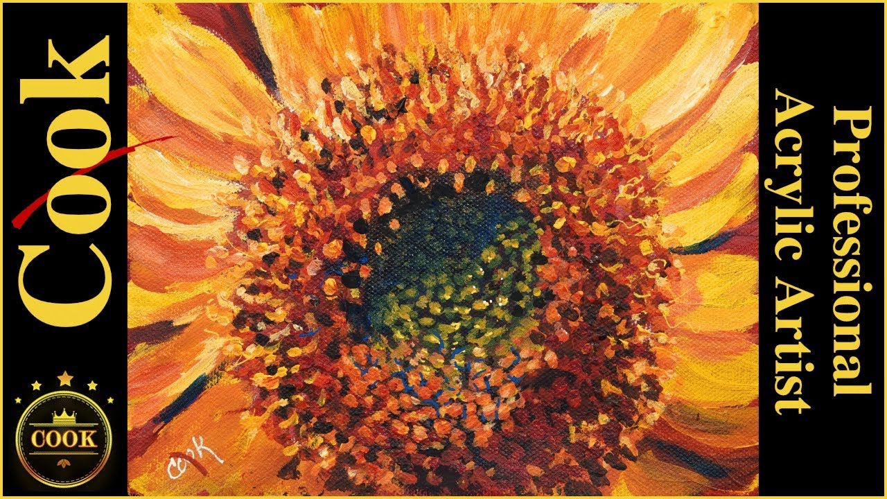 Close up of a Sunflower  Acrylics for  Beginner and Advanced Artists with Ginger Cook