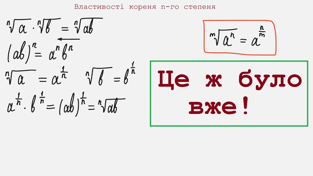 Властивості кореня n-го степеня