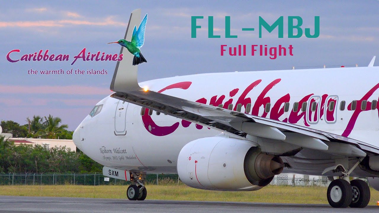 Caribbean Airlines B737-800 BW30 Ft. Lauderdale, Florida to Montego Bay, Jamaica Full Flight (uncut)