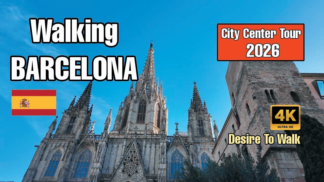 Barcelona 2026 4K Walk | Cathedral • La Rambla • Gothic Quarter