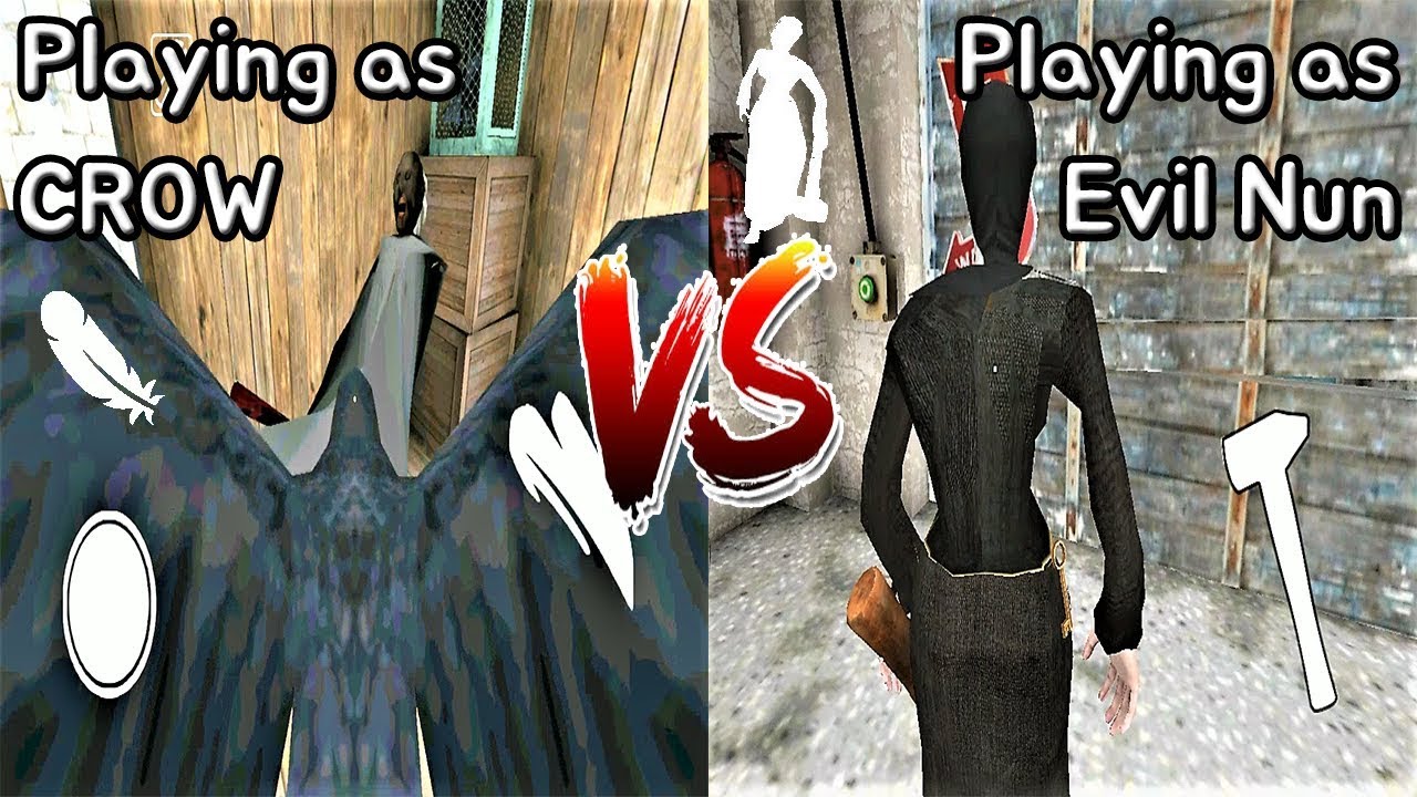 Playing as Granny's CROW vs Playing as EvilNun || Mod Battle || Horror Game - 그래니 펫 까마귀 vs 미친수녀 변신모드