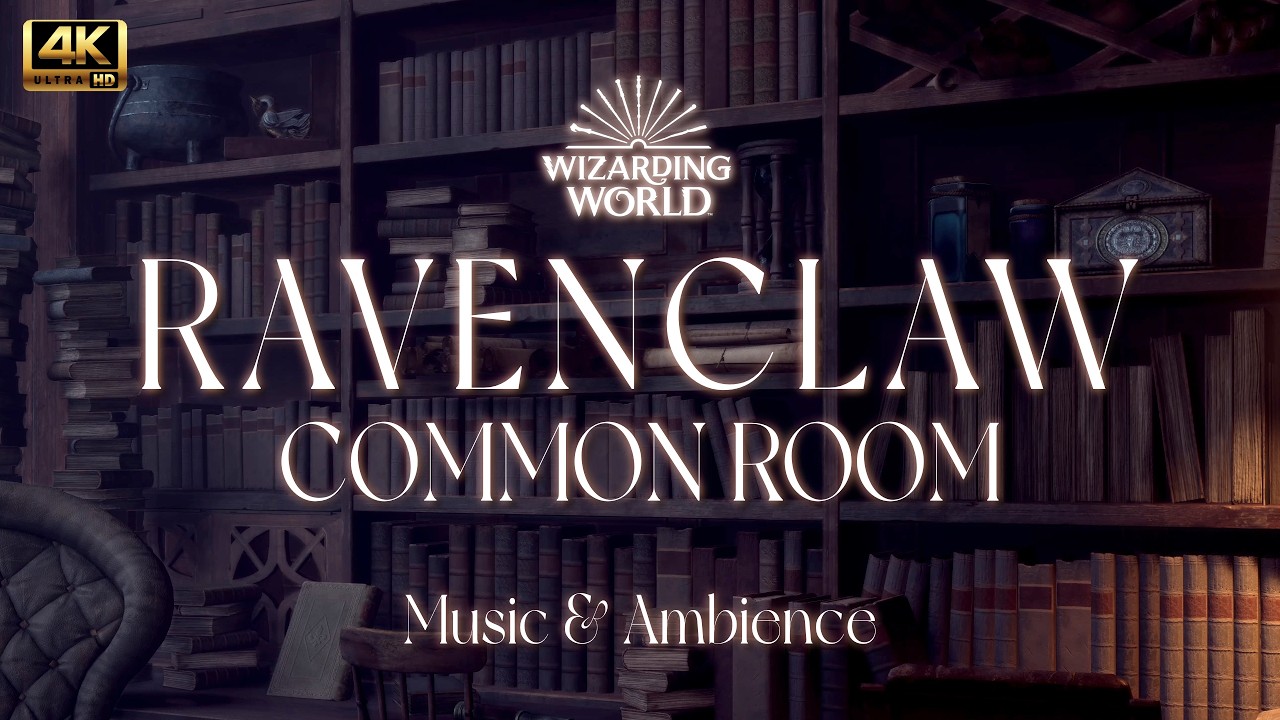 1 Hour Relax & Focus📖| Ravenclaw Common Room, Fireplace, Music & Ambience | Harry Potter