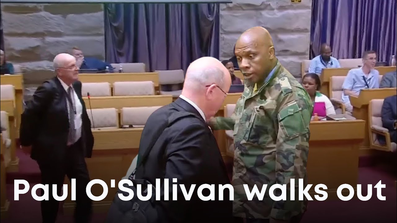 Paul O'Sullivan walks out of the Ad Hoc committee | MK Party MP David Skosana trys to Stop him