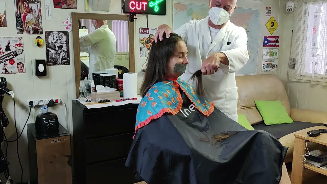 Sexy girl ZUZANA forced haircut ✂️💈