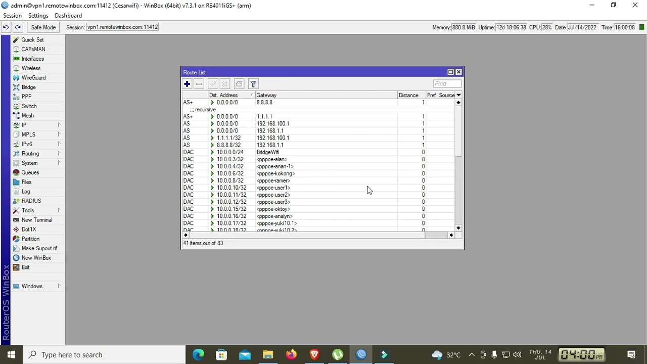 mikrotik 7.3.1 dual isp with PLDT 600Mbps and CONVERGE 100Mbps. PCC Loadbalance w/ recursive routing