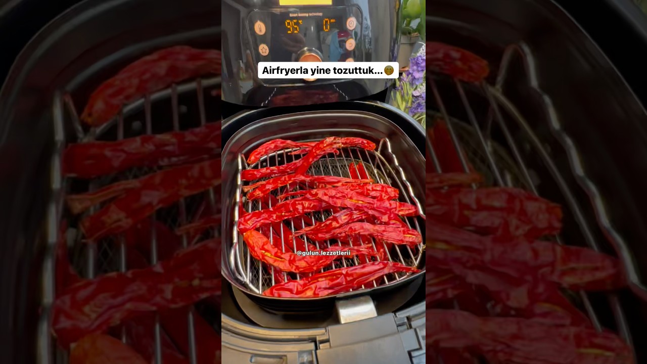 Airfryerla acı pul biber yapımı😋