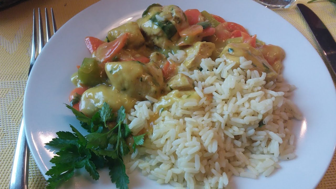Zitronen Curry Hähnchen zu Reis 👍Thermomix TM5 TM6